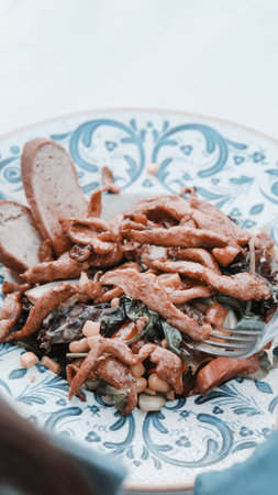 Tasty appetizing classic pasta with a delicious sauce.の写真素材