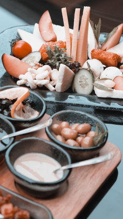 Beautifully styled morning breakfast tableの写真素材