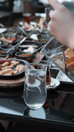 Colorful Turkish breakfast spread with regional specialties