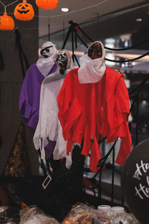 Halloween decorations in a shopping mall. Trick or Treat concept.