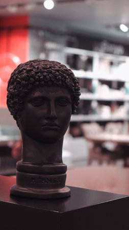 Sculpture of a female head.
