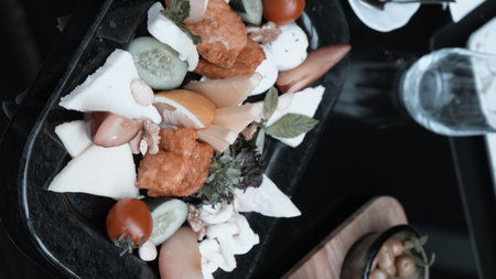 A bright and cheerful breakfast spread on a tableの写真素材