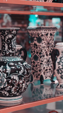 Traditional Turkish ceramics in the shop window, Istanbul, Turkey