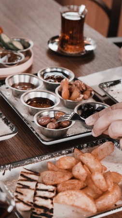 Beautifully styled morning breakfast tableの写真素材