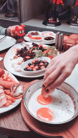 A wholesome and satisfying breakfast with natural ingredientsの写真素材