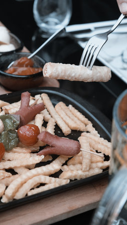 Colorful Turkish breakfast spread with regional specialtiesの写真素材