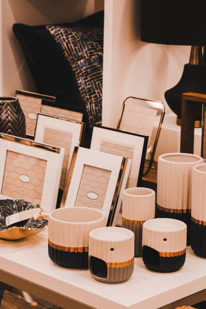 Coffee cup on table decoration in coffee shopの写真素材