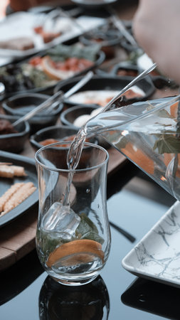 Beautifully styled morning breakfast tableの写真素材