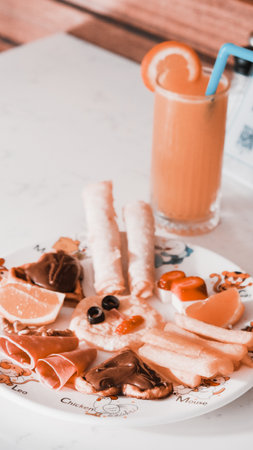 A wholesome and satisfying breakfast with natural ingredientsの写真素材