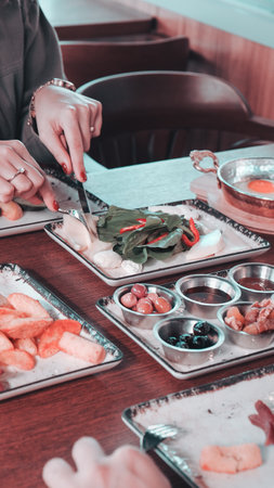 Close-up of a delicious homemade breakfast spreadの写真素材