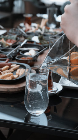 Traditional Turkish breakfast with fresh ingredients