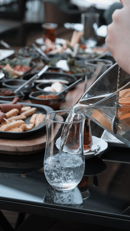 Colorful Turkish breakfast spread with regional specialtiesの写真素材