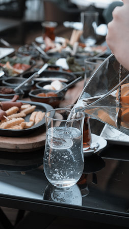 Fresh fruits and healthy foods for a morning mealの写真素材