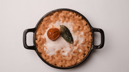 Tasty appetizing classic Italian pasta with a delicious sauce.の写真素材