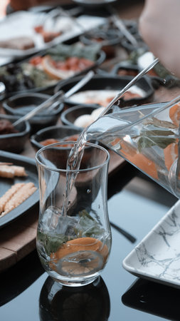 Beautifully styled morning breakfast tableの写真素材