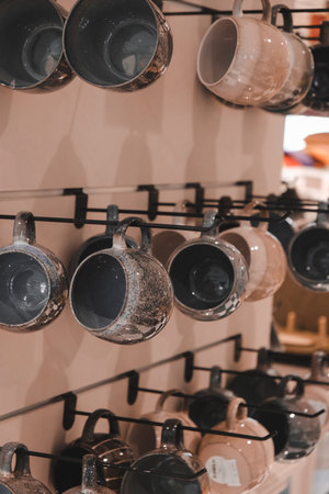 Coffee pots for sale in a shop in Istanbul, Turkey.の写真素材
