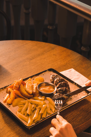 Meatballs with french fries