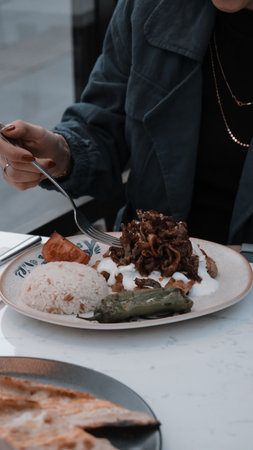 Perfectly cooked meat, a true culinary delightの写真素材