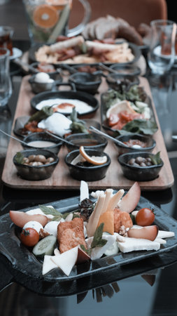 Traditional breakfast with fresh ingredientsの写真素材