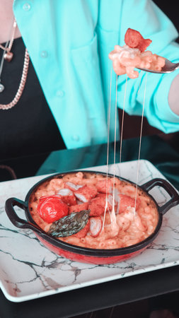 Tasty appetizing classic Italian pasta with a delicious sauce.