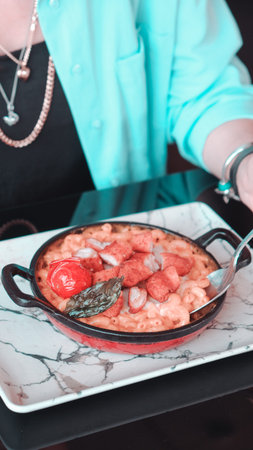 Tasty appetizing classic Italian pasta with a delicious sauce.