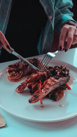 A juicy cut of meat, grilled to perfectionの写真素材