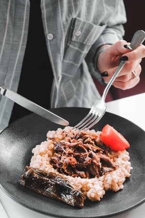 The taste of tender meat, cooked just rightの写真素材