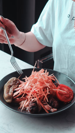 Perfectly cooked meat, a true culinary delightの写真素材