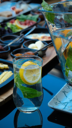 Beautifully styled morning breakfast tableの写真素材