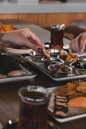 Close-up of a delicious homemade breakfast spreadの写真素材