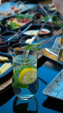 A refreshing drink with natural ingredientsの写真素材