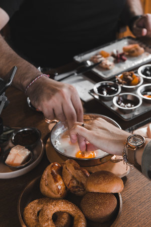Fresh and vibrant ingredients for a delicious breakfastの写真素材