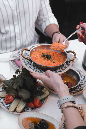 Beautifully styled morning breakfast tableの写真素材