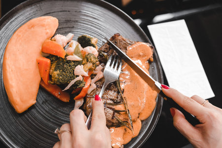 A juicy cut of meat, grilled to perfectionの写真素材