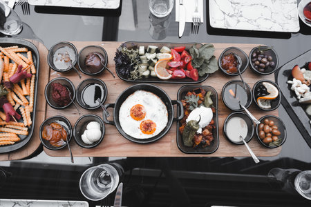 Traditional breakfast with fresh ingredientsの写真素材