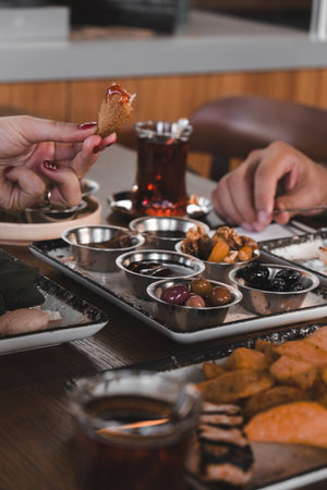 A bright and cheerful spread on a tableの写真素材