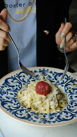 Tasty appetizing classic Italian pasta with a delicious sauce.