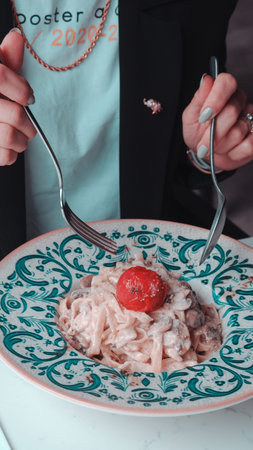 Tasty appetizing classic Italian pasta with a delicious sauce.