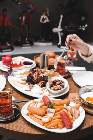 Traditional breakfast with fresh ingredientsの写真素材