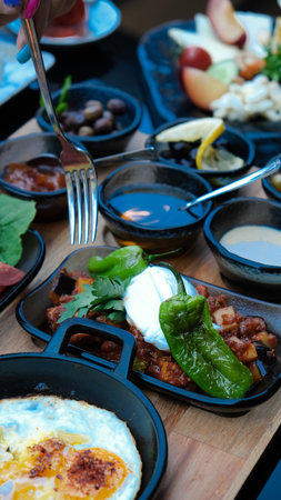 Traditional breakfast with fresh ingredientsの写真素材