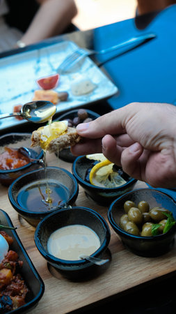 Colorful Turkish breakfast spread with regional specialties