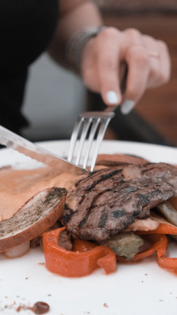 A juicy cut of meat, grilled to perfectionの写真素材