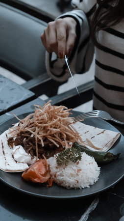 A sizzling hot plate of perfectly cooked meat
