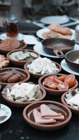 Traditional breakfast with fresh ingredientsの写真素材