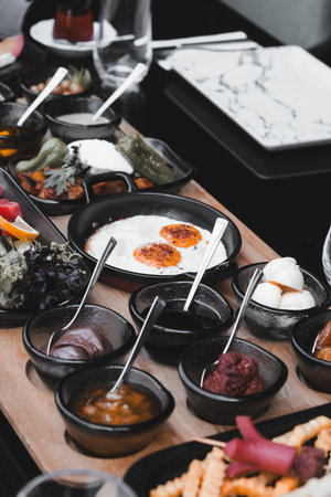 Beautifully styled morning breakfast tableの写真素材