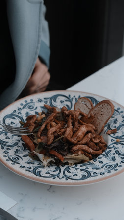 Tasty appetizing classic Italian pasta with a delicious sauce.の写真素材