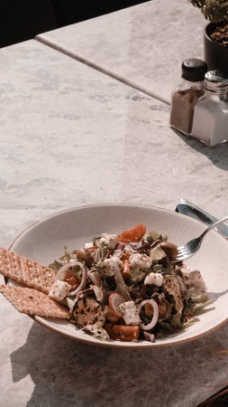 Fresh salad plate with mixed greens