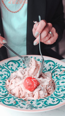 Tasty appetizing classic Italian pasta with a delicious sauce.
