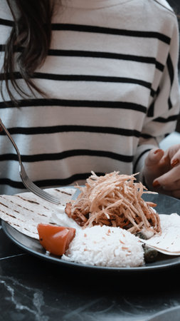 Savory and satisfying, a plate of grilled meatの写真素材