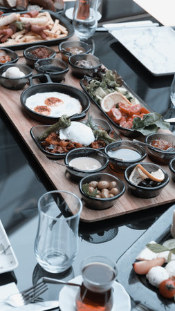 Traditional breakfast with fresh ingredientsの写真素材